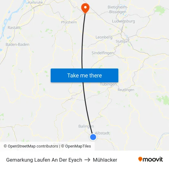Gemarkung Laufen An Der Eyach to Mühlacker map