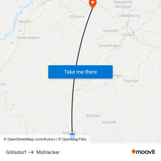 Göllsdorf to Mühlacker map