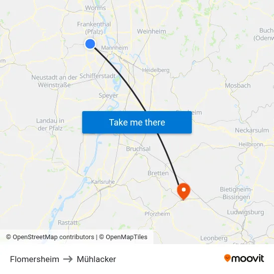 Flomersheim to Mühlacker map