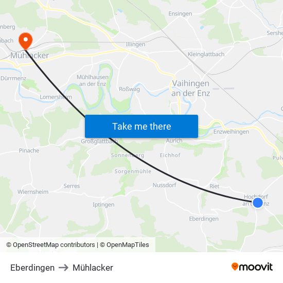 Eberdingen to Mühlacker map