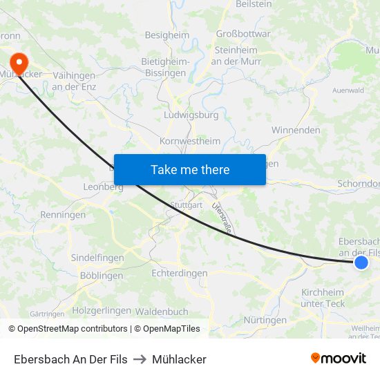 Ebersbach An Der Fils to Mühlacker map