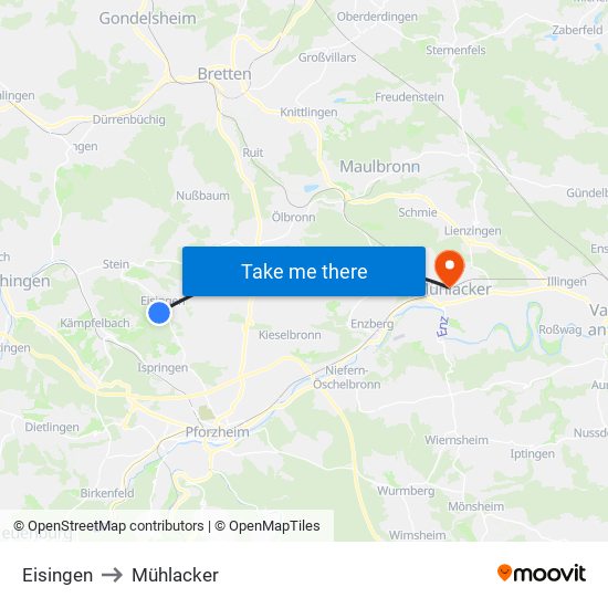 Eisingen to Mühlacker map