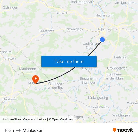 Flein to Mühlacker map