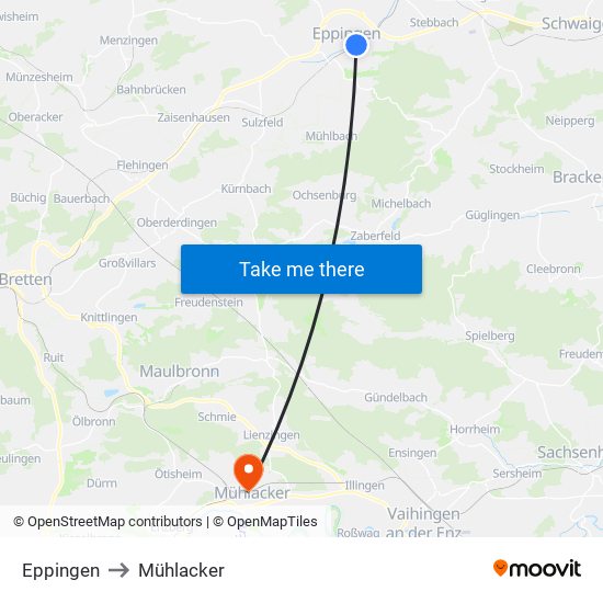 Eppingen to Mühlacker map