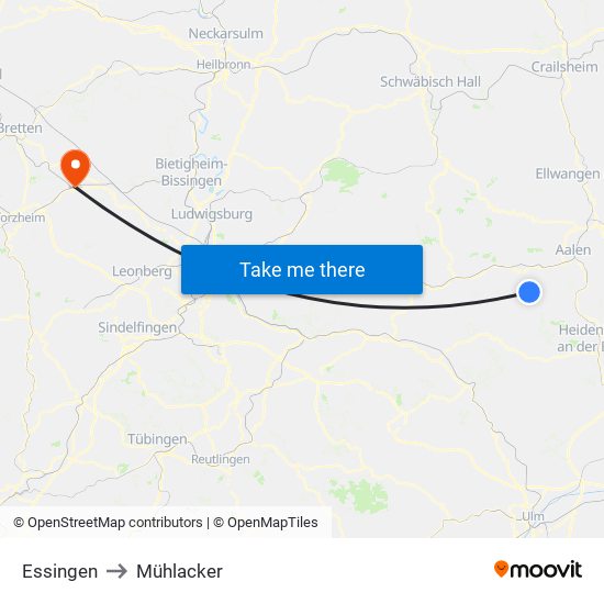 Essingen to Mühlacker map