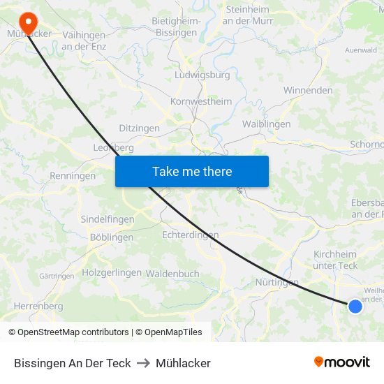 Bissingen An Der Teck to Mühlacker map