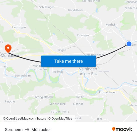 Sersheim to Mühlacker map