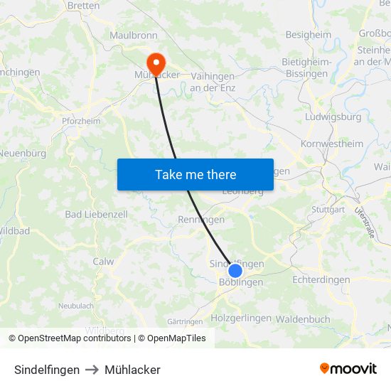 Sindelfingen to Mühlacker map