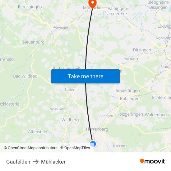 Gäufelden to Mühlacker map