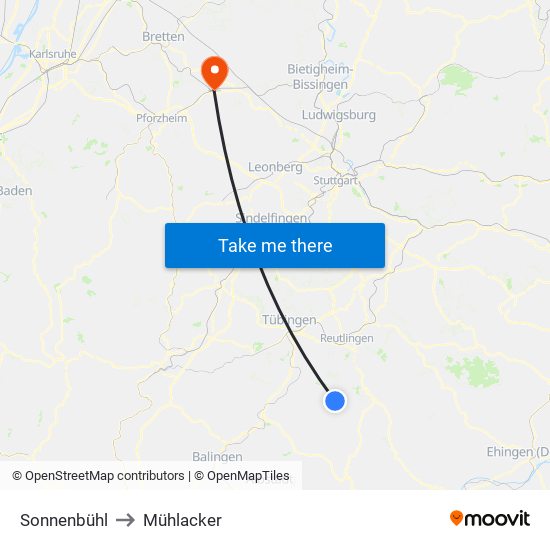 Sonnenbühl to Mühlacker map