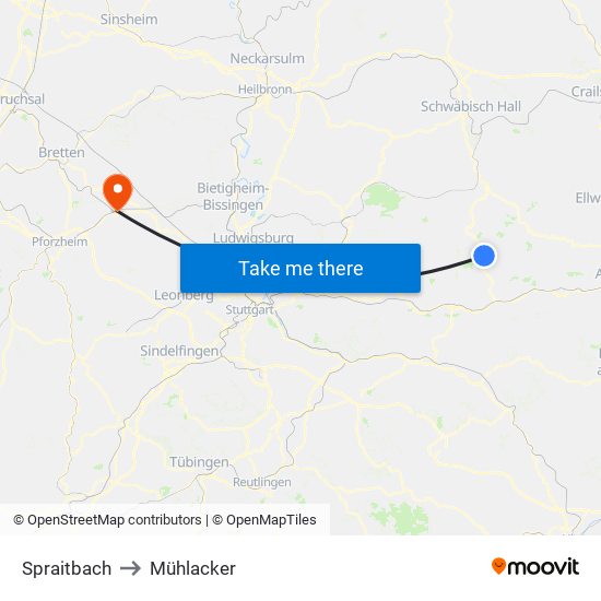 Spraitbach to Mühlacker map