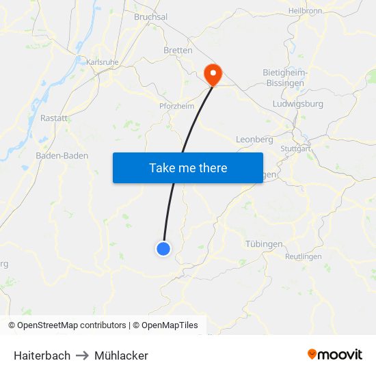 Haiterbach to Mühlacker map