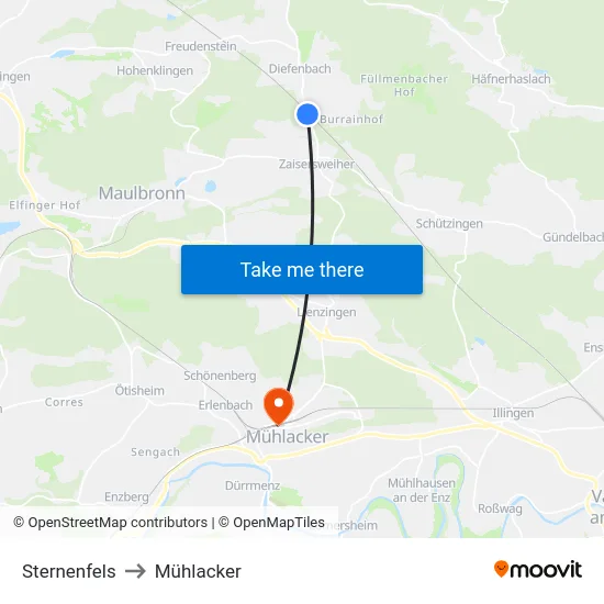 Sternenfels to Mühlacker map