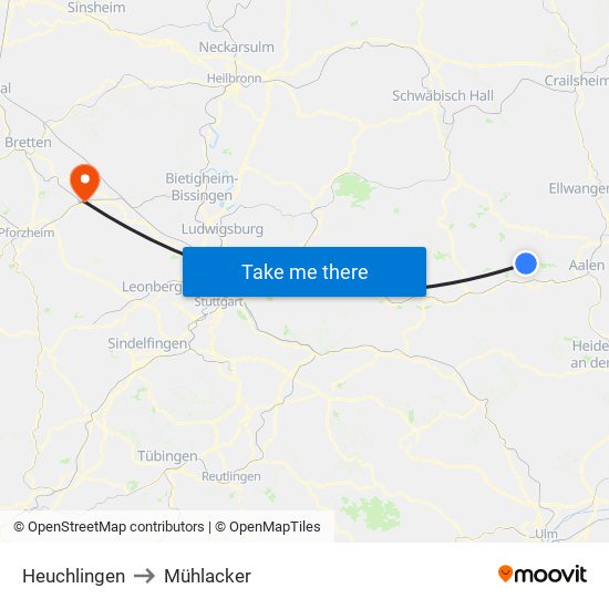 Heuchlingen to Mühlacker map