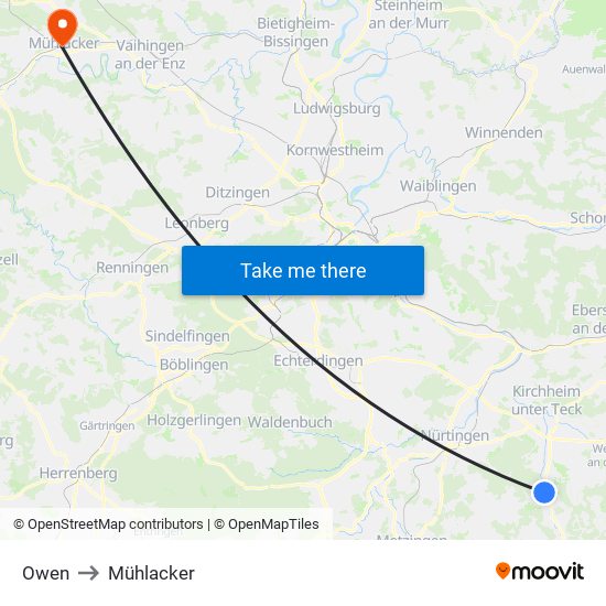 Owen to Mühlacker map