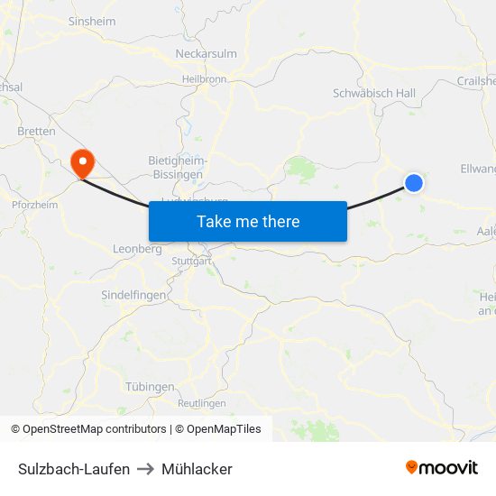 Sulzbach-Laufen to Mühlacker map