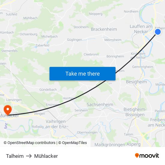 Talheim to Mühlacker map