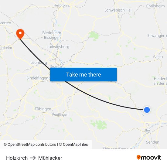 Holzkirch to Mühlacker map