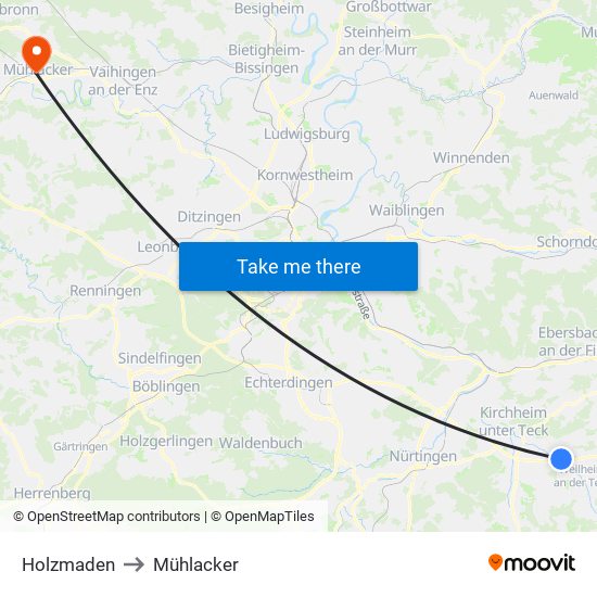 Holzmaden to Mühlacker map
