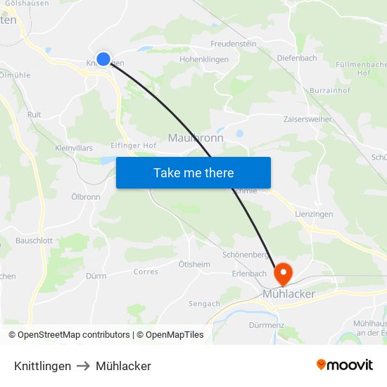 Knittlingen to Mühlacker map