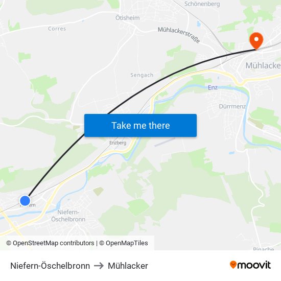 Niefern-Öschelbronn to Mühlacker map