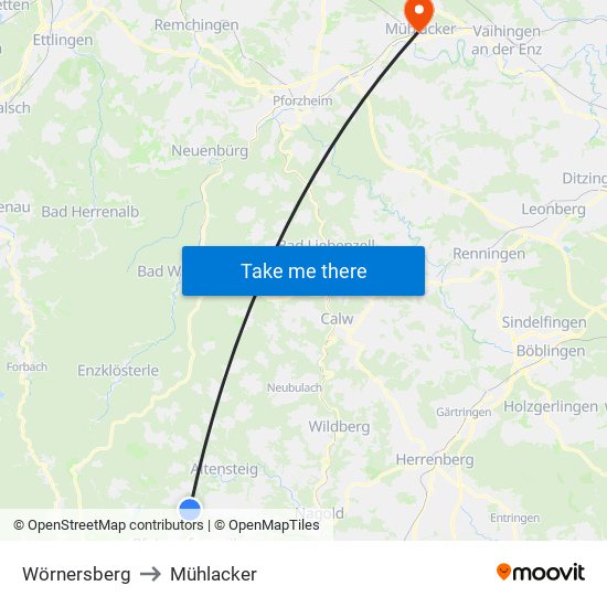 Wörnersberg to Mühlacker map