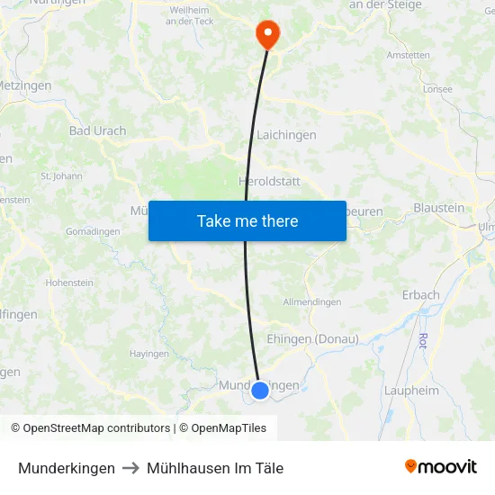 Munderkingen to Mühlhausen Im Täle map