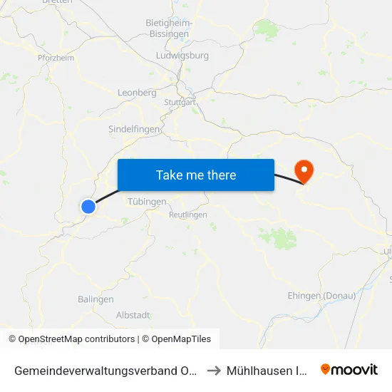 Gemeindeverwaltungsverband Oberes Gäu to Mühlhausen Im Täle map