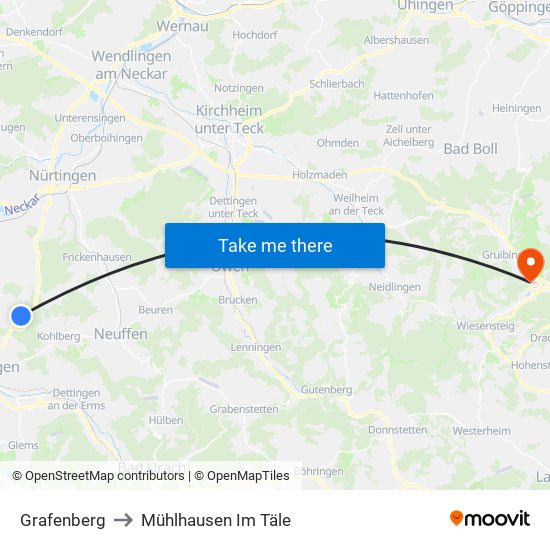 Grafenberg to Mühlhausen Im Täle map