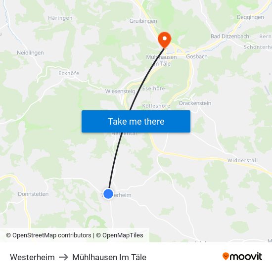 Westerheim to Mühlhausen Im Täle map