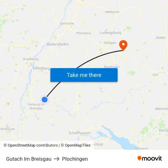 Gutach Im Breisgau to Plochingen map