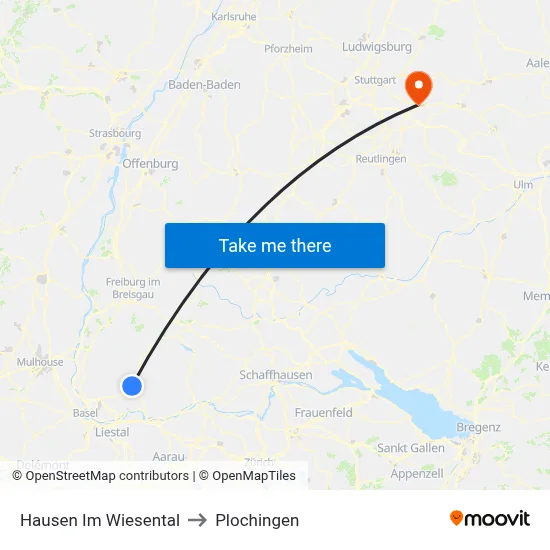 Hausen Im Wiesental to Plochingen map