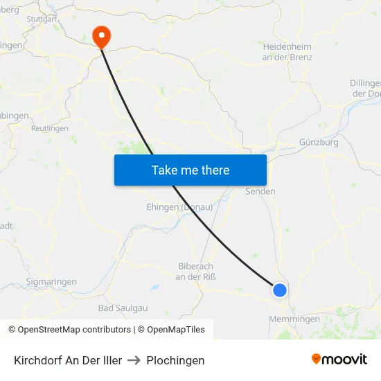 Kirchdorf An Der Iller to Plochingen map