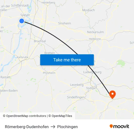 Römerberg-Dudenhofen to Plochingen map