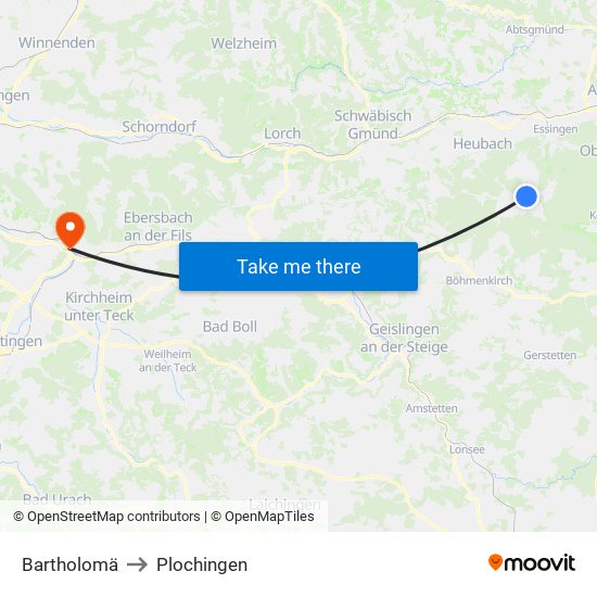 Bartholomä to Plochingen map