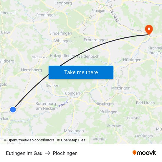 Eutingen Im Gäu to Plochingen map