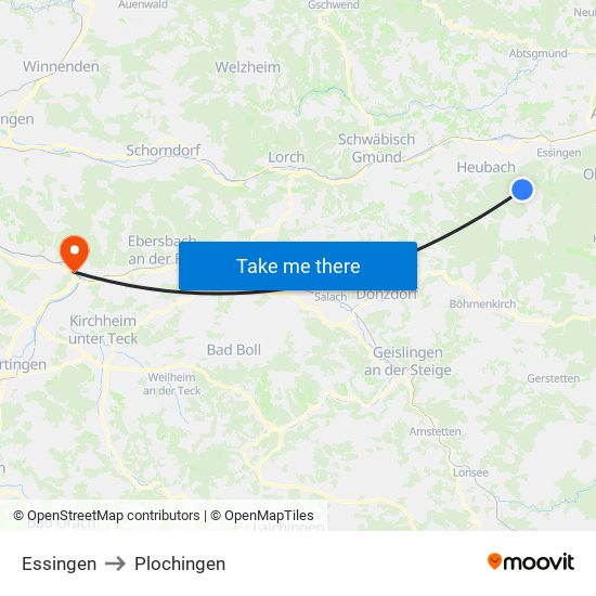 Essingen to Plochingen map