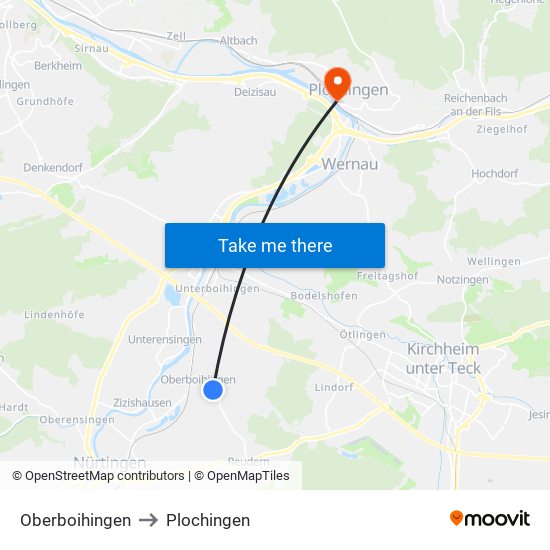 Oberboihingen to Plochingen map