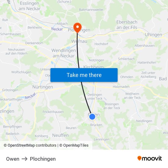 Owen to Plochingen map