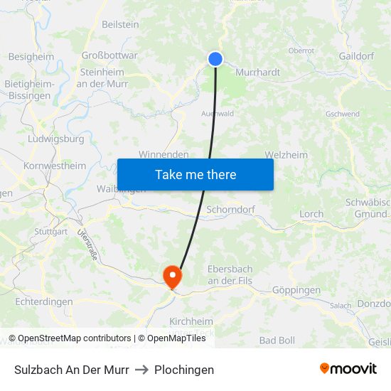 Sulzbach An Der Murr to Plochingen map