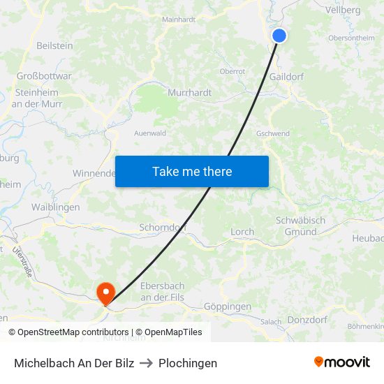 Michelbach An Der Bilz to Plochingen map