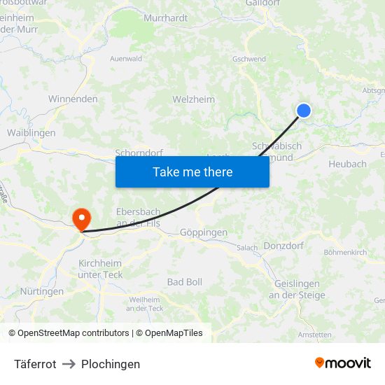 Täferrot to Plochingen map