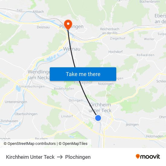 Kirchheim Unter Teck to Plochingen map