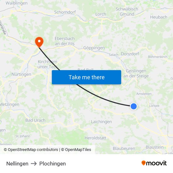 Nellingen to Plochingen map