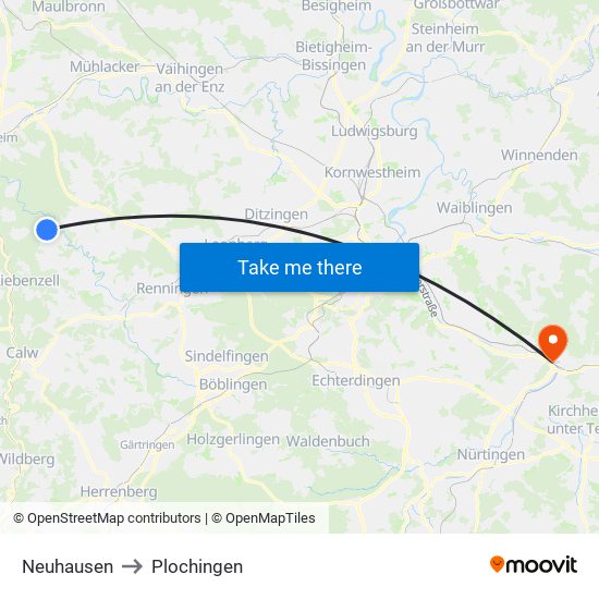 Neuhausen to Plochingen map