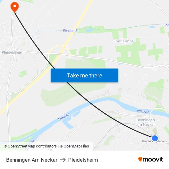 Benningen Am Neckar to Pleidelsheim map