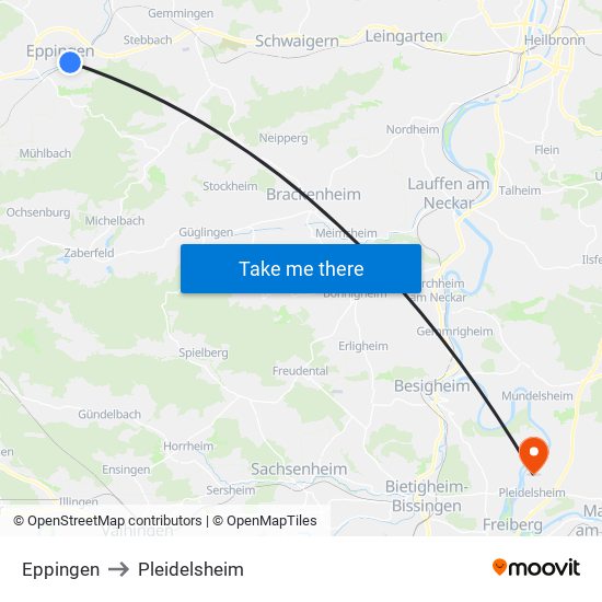 Eppingen to Pleidelsheim map