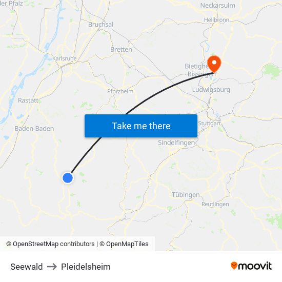 Seewald to Pleidelsheim map