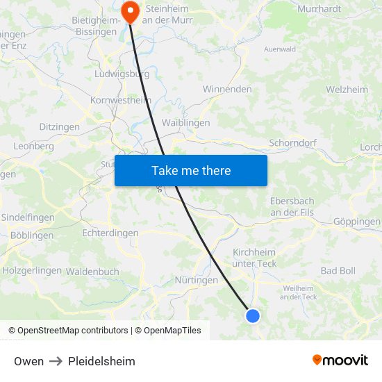 Owen to Pleidelsheim map