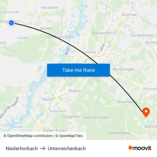 Niederhorbach to Unterreichenbach map